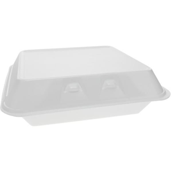 Pactiv Hinged Foam Food Container - Food Storage - White - Polystyrene, Foam Body - 250 / Carton