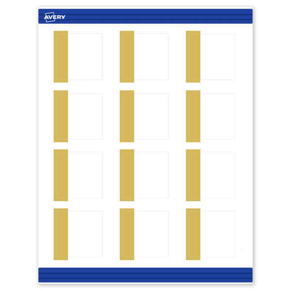 Avery Printable Cards With Sure Feed Technology, 2in x 2in, Matte White With Preprinted Gold-Dipped Edge, Pack Of 120