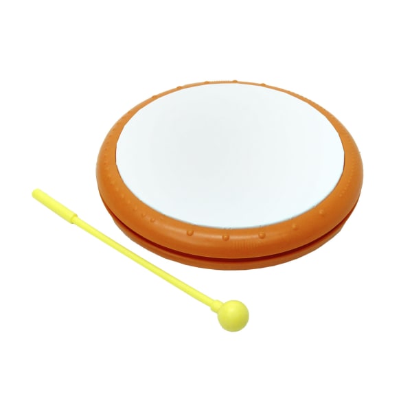 Westco Educational Products 8in Plastic Frame Drum With Mallet, Orange/White