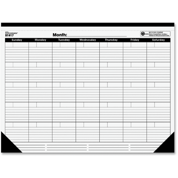 Brownline Undated Monthly Desk Pad, 22in x 17in, 50% Recycled, Total Qty 1