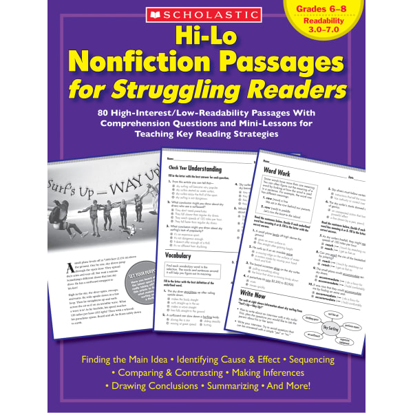 Scholastic Hi-Lo Nonfiction Passages - Grades 6-8