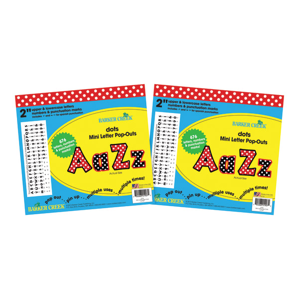 Barker Creek Letter Pop-Outs, 2in, Dots, Pack Of 1,352
