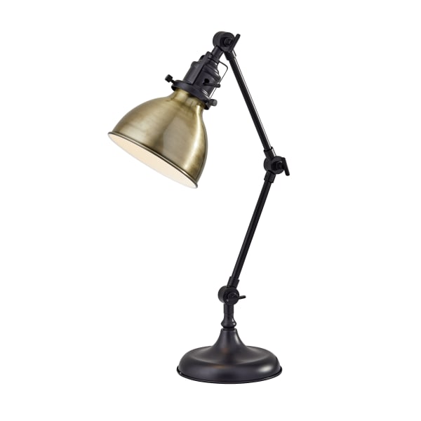 Adesso Simplee Alden Desk Lamp, 18-1/2inH, Antique Brass Shade/Antique Bronze Base