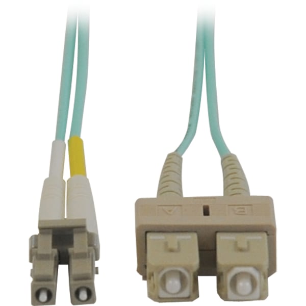 Eaton Tripp Lite Series 10Gb Duplex Multimode 50/125 OM3 LSZH Fiber Patch Cable (LC/SC) - Aqua, 5M (16 ft.) - Patch cable - SC multi-mode (M) to LC multi-mode (M) - 5 m - fiber optic - duplex - 50 / 125 micron - OM3 - aqua blue