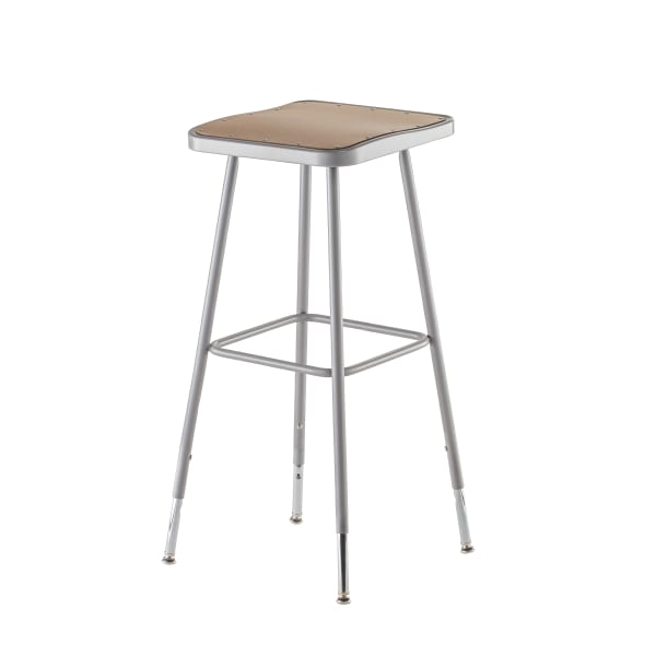 National Public Seating Hardboard Adjustable Height Task Stools, 31inH-39inH, Gray/Brown, Pack Of 2 Stools