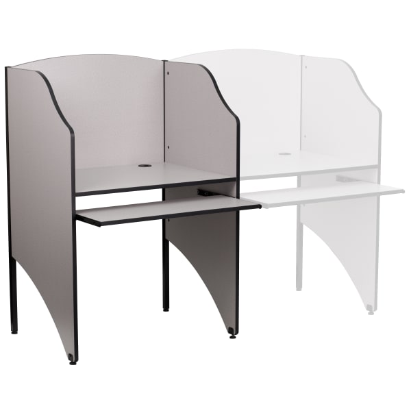 Flash Furniture Starter Study Carrel, 49 5/8inH x 32 5/8inW x 24 7/16inD, Nebula Gray