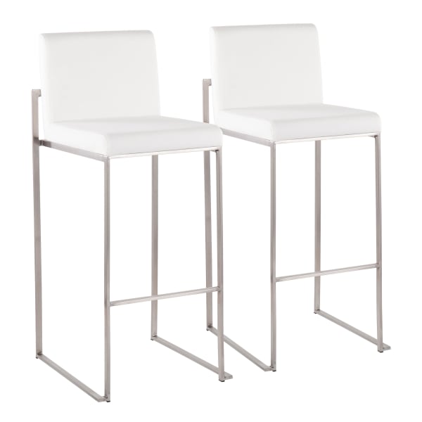 Lumisource Fuji Contemporary Counter Stools, White/Silver, Set Of 2 Stools