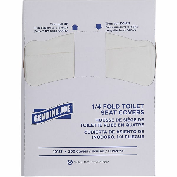 Genuine Joe Quarter-Fold Toilet Seat Covers - Quarter-fold - For Toilet - 200Pack - 25 / Carton - Paper - White
