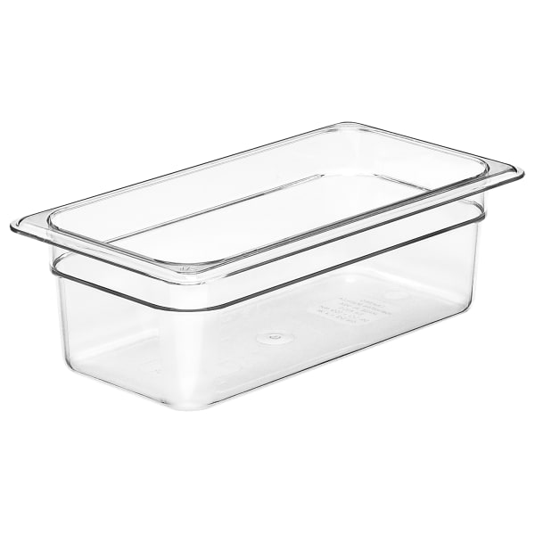 Cambro Camwear GN 1/3 Size 4in Food Pans, 4inH x 7inW 12-3/4inD, Clear, Set Of 6 Pans