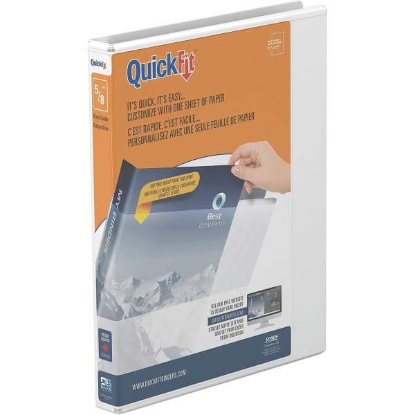 QuickFit 3-Ring Binder, 5/8in Angle D-Rings, 50% Recycled, White