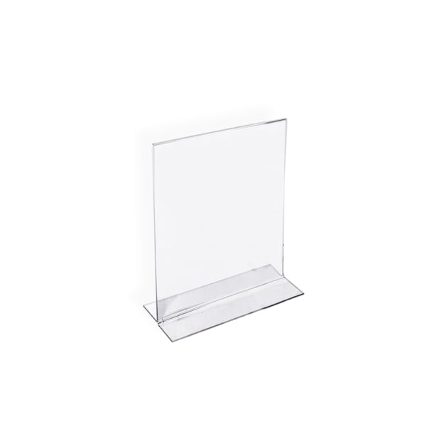 Azar Displays Double-Foot Acrylic Sign Holders, 6in x 4in, Clear, Pack Of 10