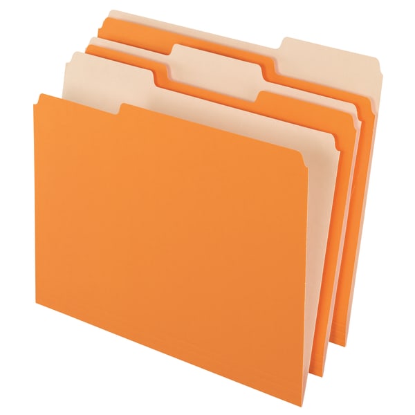 Office Depot Brand 2-Tone File Folders, 1/3 Tab, Letter Size, Orange, Pack Of 100