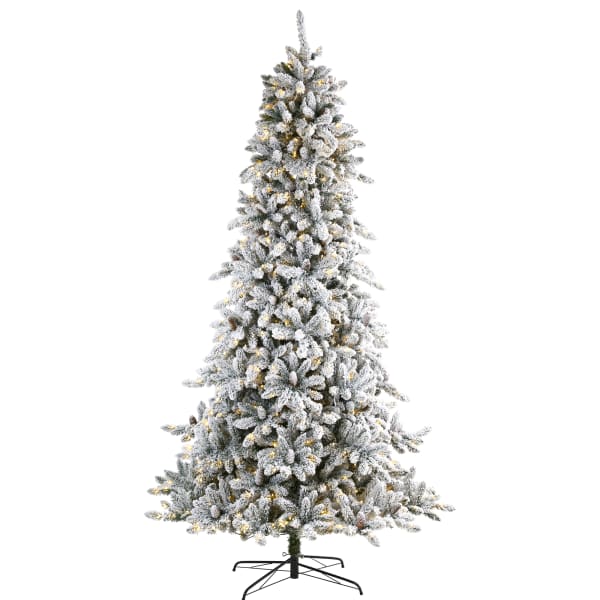 Nearly Natural Flocked Livingston Fir Artificial Christmas Tree, 9'