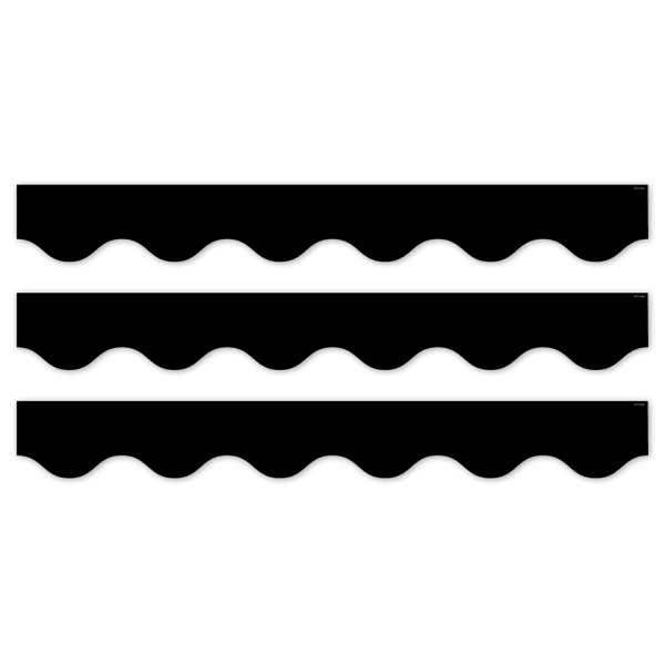 Creative Teaching Press EZ Border, 3in x 24in Strips, Core Decor Black Wavy, 48 Feet Per Pack, Set Of 3 Packs