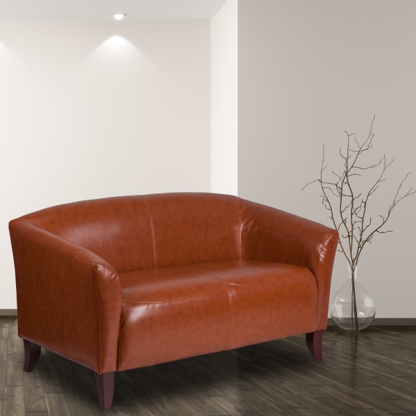 Flash Furniture Hercules Imperial Leathersoft Loveseat, 29inH x 52inW x 29inD, Cognac/Cherry