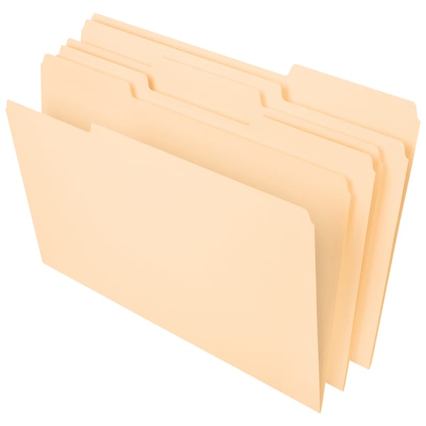 Office Depot Brand File Folders, 1/3 Tab Cut, Legal Size, Manila, Pack Of 100 Folders