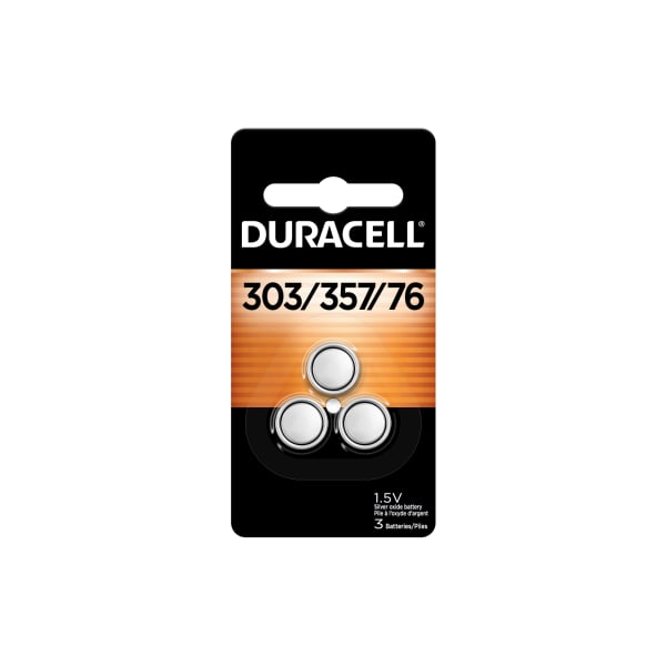 Duracell 303/357 Silver Oxide Button Batteries, Pack of 3