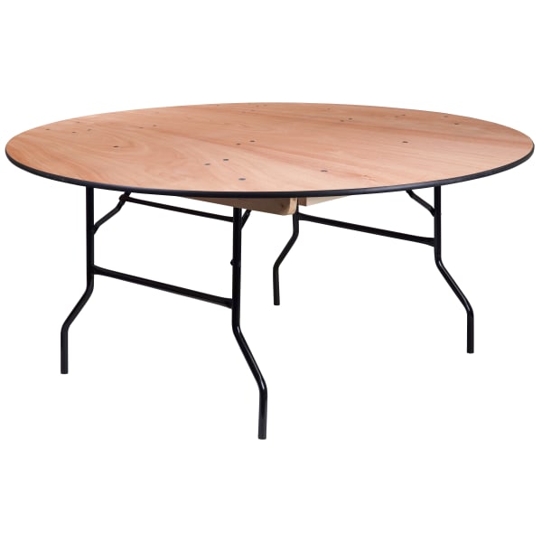 Flash Furniture Round Wood Folding Banquet Table With Finished Top, 30inH x 66inW x 66inD, Natural