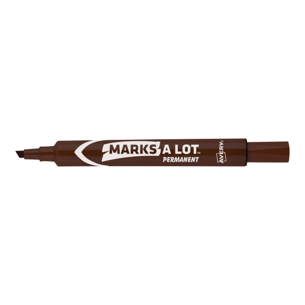 Avery Large Desk-Style Permanent Markers, Chisel Point, 4.76 mm, Brown, Pack Of 12