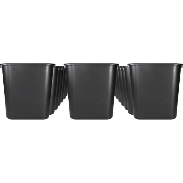 Sparco Rectangular Wastebasket - 7 gal Capacity - Rectangular - 15in Height x 14.5in Width x 10.5in Depth - Polyethylene - Black - 24 / Carton