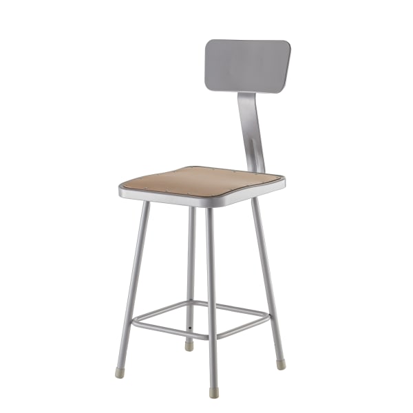 National Public Seating Hardboard Task Stools With Backs, 39inH, Gray/Brown, Pack Of 2 Stools