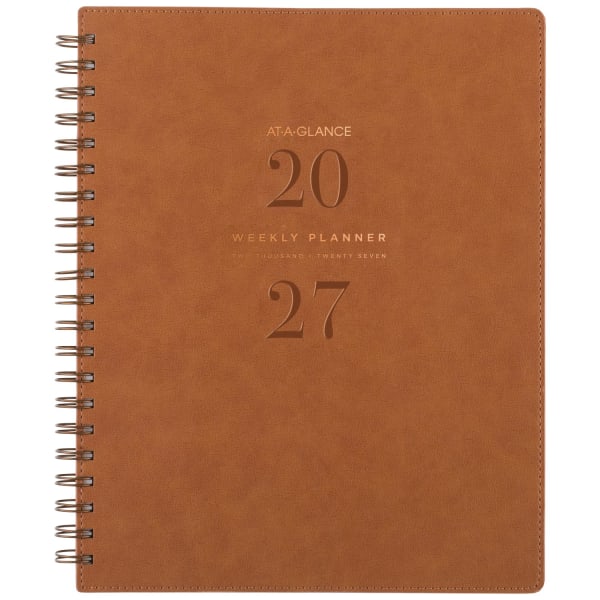 AT-A-GLANCE Signature Collection 2027 Weekly Monthly Planner, Brown, Large, 8 1/2in x 11in