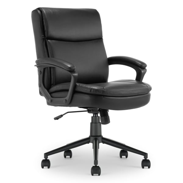 Click365 Transform 2.0 Ergonomic Bonded Leather Mid-Back Office Chair, Black