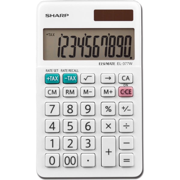 Sharp White Series Handheld Calculator, EL-377WB