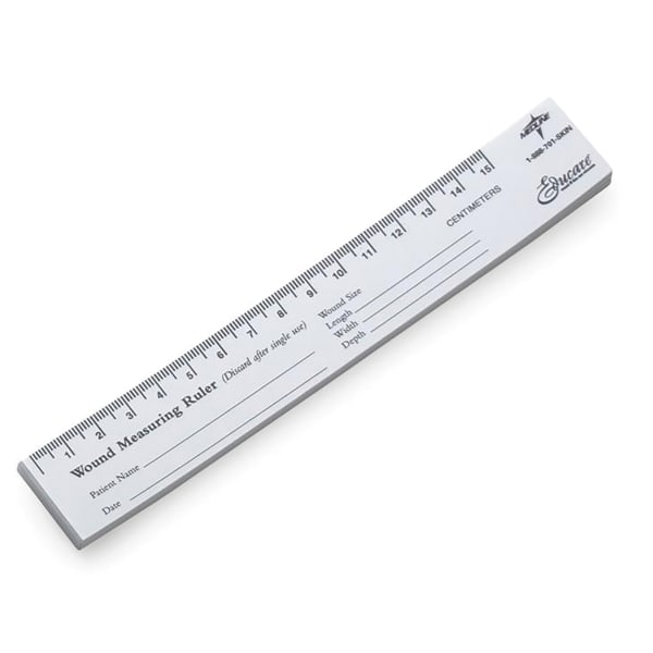 Medline Educare Paper Wound Rulers, 7 1/2inH x 1 1/8inW x 1/8inD, Black/White, 25 Rulers Per Pad, Pack Of 10 Pads