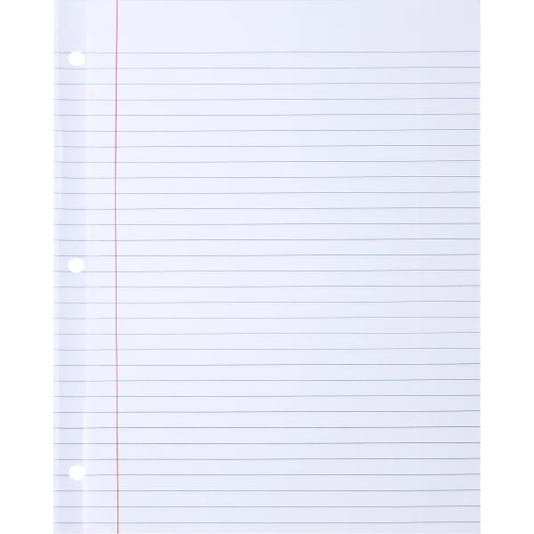 Sparco Mylar-Reinforced Wide-Ruled Filler Paper, Letter Size, 20 Lb, White, Pack Of 100 Sheets