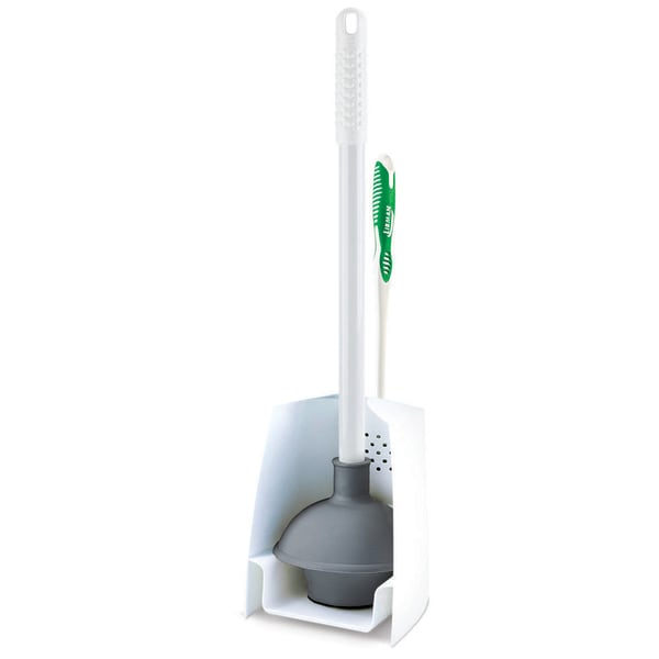 Libman Commercial Premium Toilet Plunger And Brush Set, 8-1/2in x 7-3/4in, White/Green