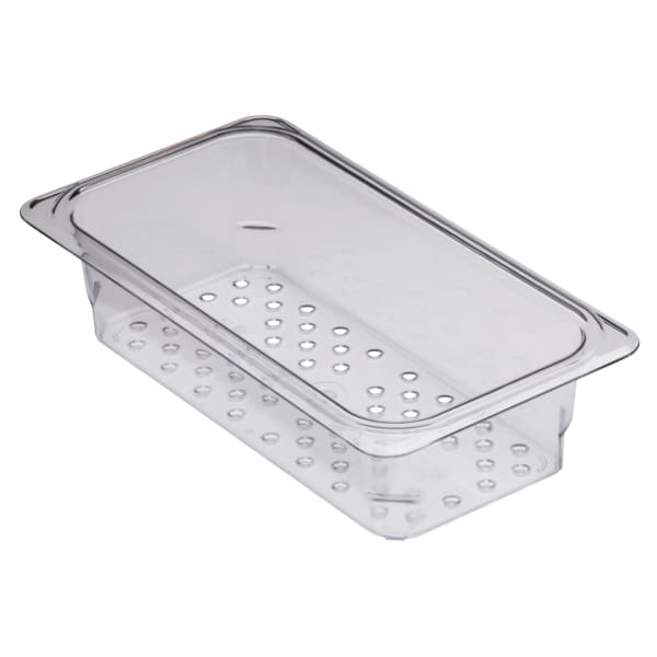 Cambro Camwear GN 1/3 Size 3in Colander Pans, Clear, Set Of 6 Pans