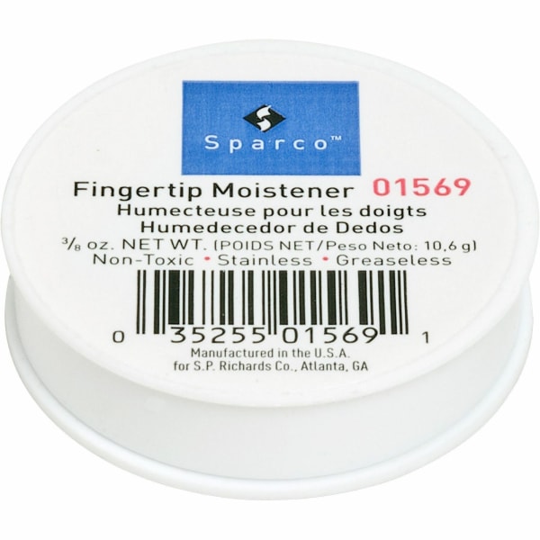 Sparco 3/8 Oz. Greaseless Fingertip Moistener - Odorless, Stainingless, Non-slip, Greaseless - 0.37 oz - White