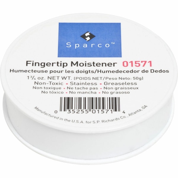 Sparco 1 3/4 Ounce Fingertip Moistener - Non-slip, Greaseless, Stainingless, Odorless - 1.75 oz - White