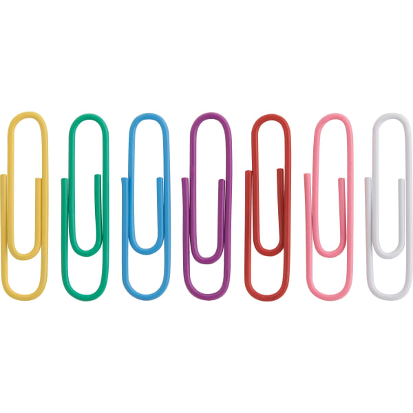 Sparco Vinyl-Coated Gem Clips, Box Of 500, No. 1, Assorted Colors
