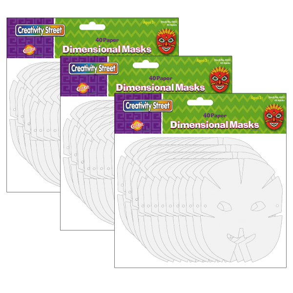 Creativity Street Paper Die-Cut Masks, 10-1/2in x 8-1/4in, Dimensional, 40 Masks Per Pack, Bundle Of 3 Packs
