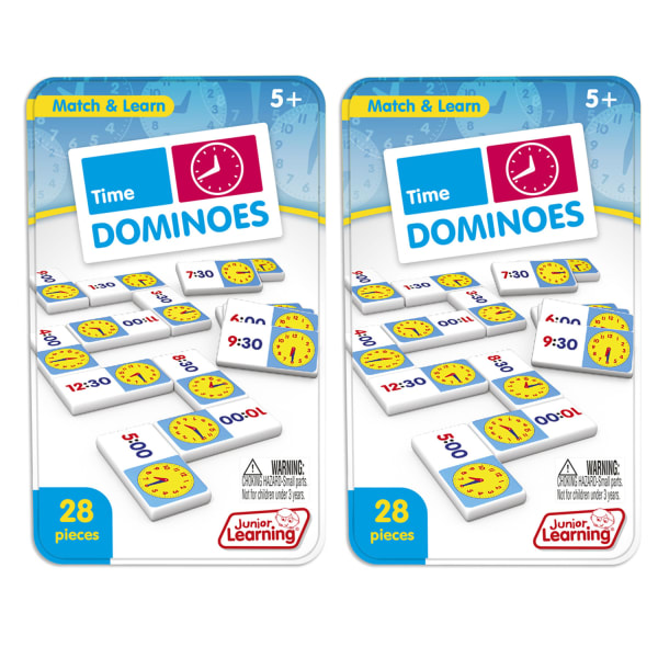 Junior Learning Time Domino Sets, Pack of 2 Sets