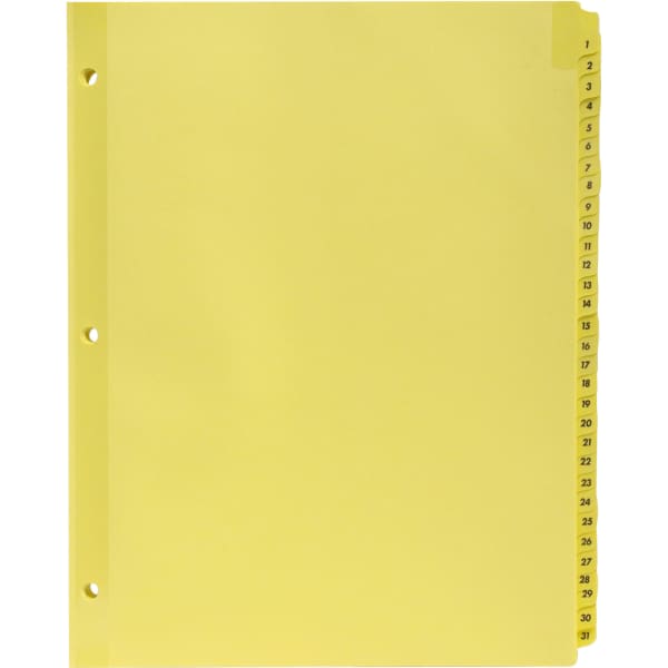 Sparco 1-31 Index Dividers, 8-1/2in x 11in, Buff