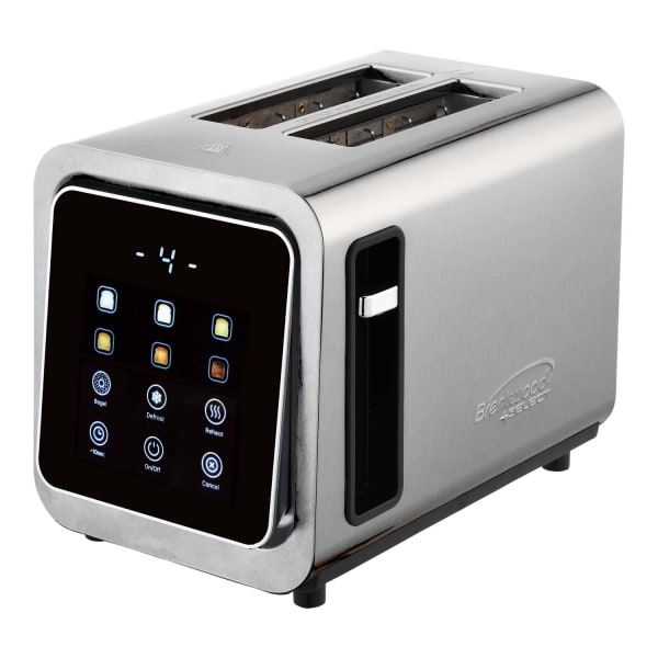 Brentwood 1,100-Watt 2-Slice Touch-Screen Digital Toaster with Extra-Wide Slots, Stainless Steel, TS-228DS