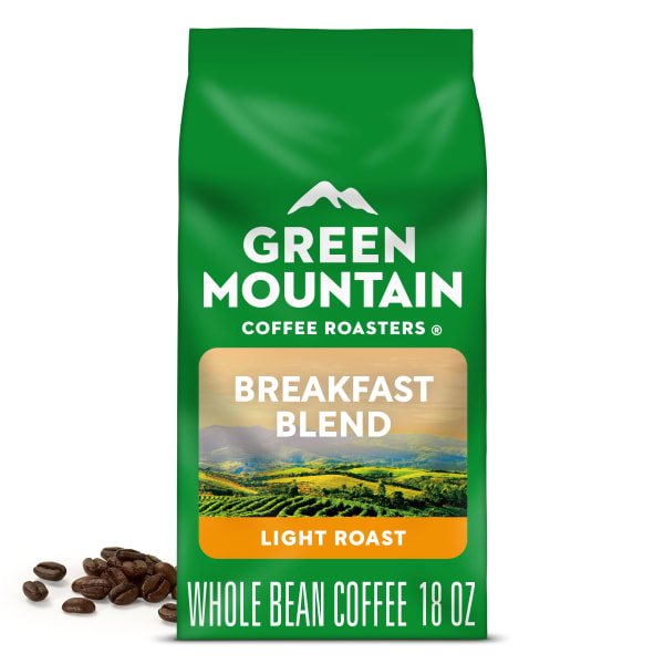Green Mountain Coffee Whole Bean Coffee, Breakfast Blend, 18 Oz Per Bag