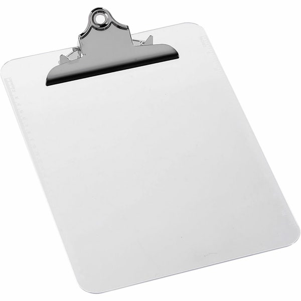 Sparco Plastic Clipboard, 8 1/2in x 12in, Clear