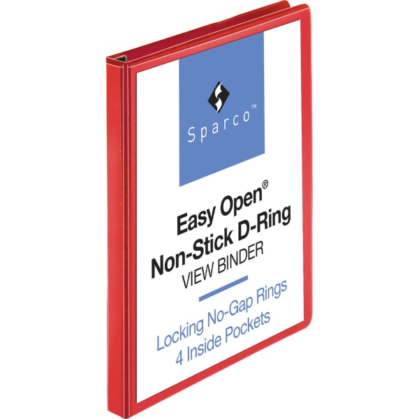 Business Source Red D-Ring Binder, 1in Ring, 8 1/2in x 11in, Red