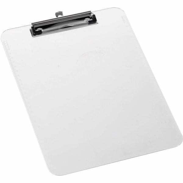 Sparco Plastic Clipboard With Flat Clip, 8 1/2in x 11in, Clear