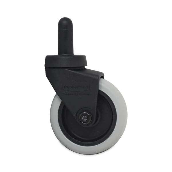 Rubbermaid Commercial Replacement Bayonet-Stem Swivel Casters, Grip Ring Stem, 3in Soft Rubber Wheel, Black