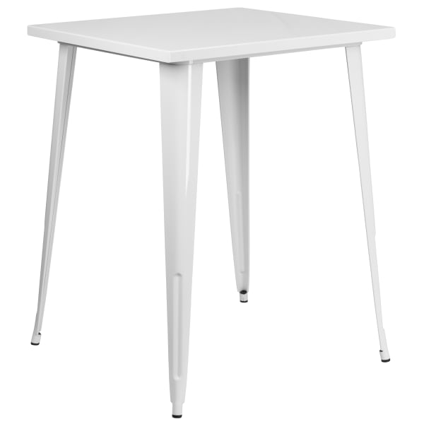 Flash Furniture Commercial Grade 31.5in Square Metal Indoor-Outdoor Bar Height Table, White