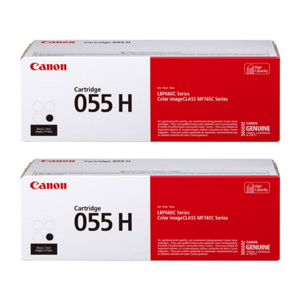 Canon 055 High-Yield Black Toner Cartridges, Pack Of 2, 3020C001