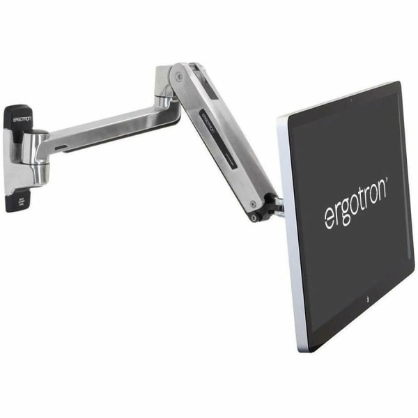 Ergotron Mounting Arm for Flat Panel Display, All-in-One Computer - Polished Aluminum - Height Adjustable - 46in Screen Support - 30 lb Load Capacity - 75 x 75, 100 x 100, 200 x 100, 200 x 200, 400 x 200, 400 x 300, 400 x 400 - VESA Mount Compatible
