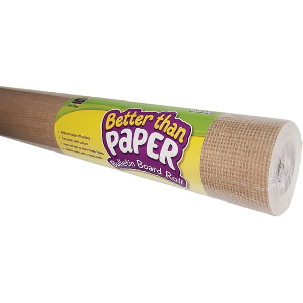 Teacher Created Resources Better Than Paper Bulletin Board Paper Rolls, 4ft x 12ft, Burlap, Pack Of 4 Rolls