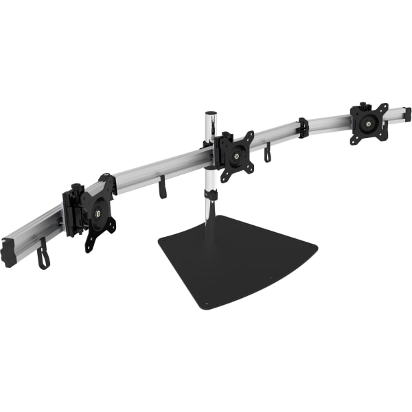 SIIG Premium Aluminum Freestanding Triple Monitor desk stand - 13? to 27? - Max Load 17.6 lbs each - Premium side-by-side freestanding triple monitor desk stand conserves valuable desk space, Fits 13? to 27? Monitors, Max Load 17.6 lbs each