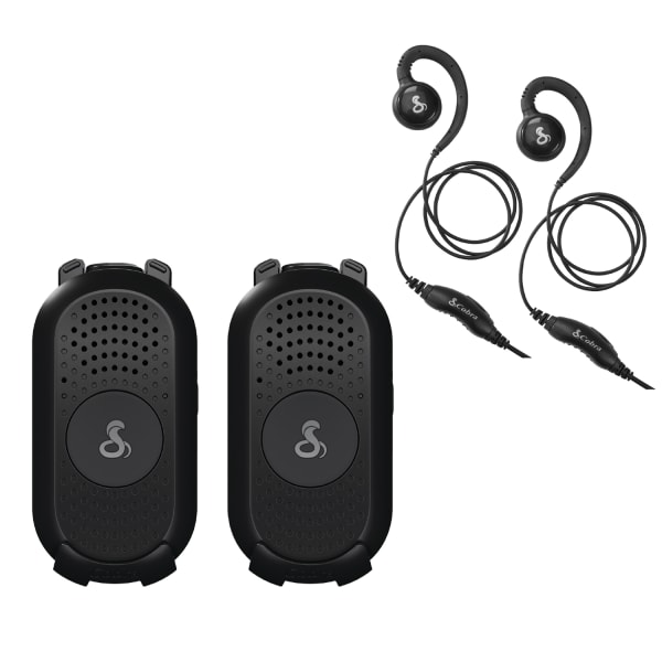 Cobra PX280 Compact 2-Way Handheld Business Radio with Dual-Dock Charger and Headset, Black, 2-Pack